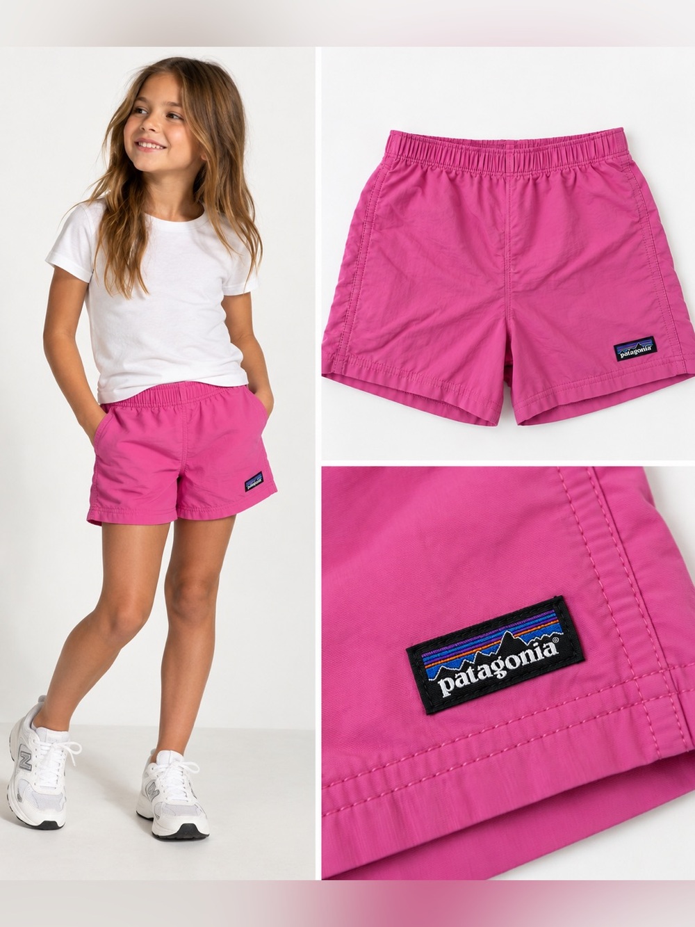 Patagonia Girls Baggies Shorts Bright Pink Kids Size 5T